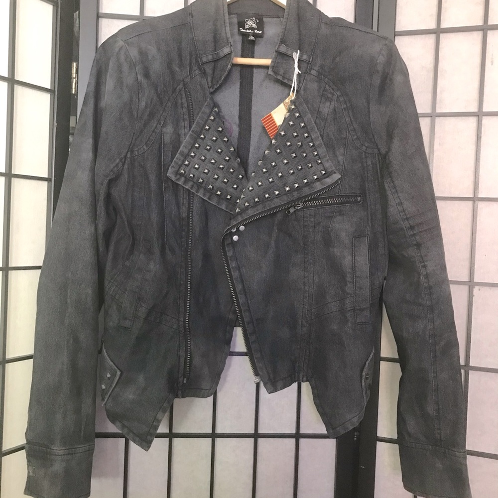 Double Zero L women’s Black wash biker jacket